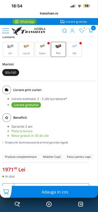 Pat copii lemn masiv cu somiera