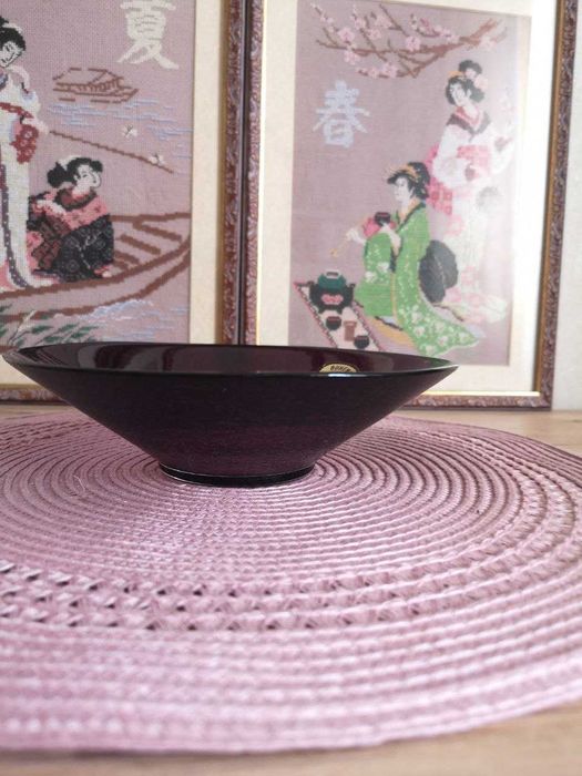 Уникална бохемска ваза винтидж, 1972 г марганцево стъкло Чехия