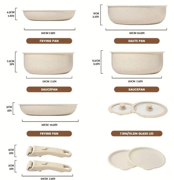 Набор кастрюль со съёмной ручкой
