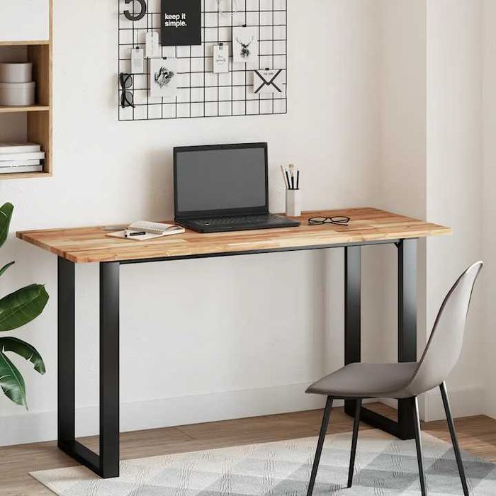 Blat de birou VidaXL 140x60x2 cm lemn acacia finisaj ulei Bucatarie Kitchen Office The Home KIKA IKEA Wood Massive Mobexpert Exotique Nou Oferta