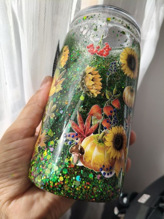 Pahar sclipici temă Toamnă