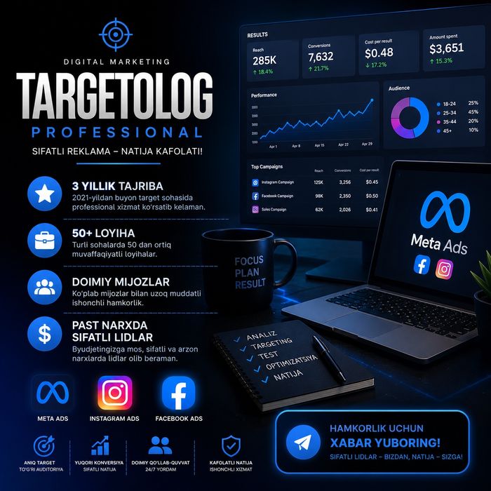 Targetolog Xizmatini Taklif Qilamiz