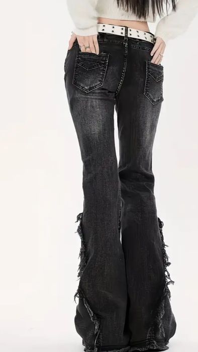 джинсы клёш на высокой талии