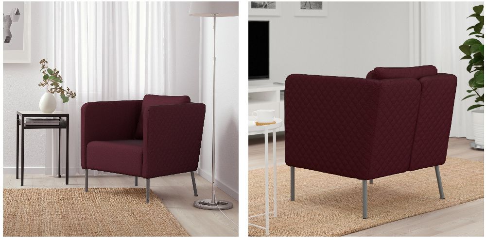 NOU! Fotoliu IKEA EKERÖ rosu inchis / bordo / grena