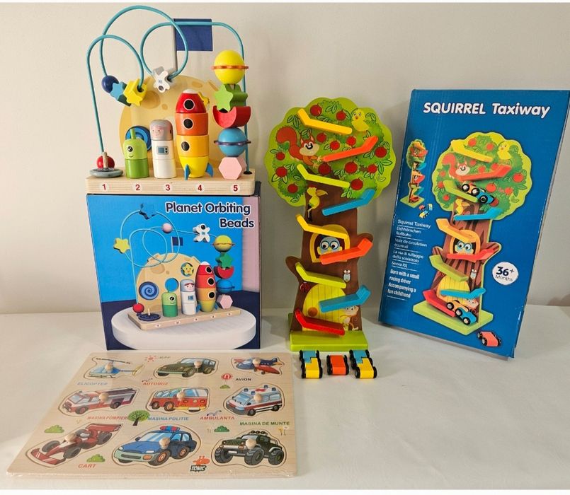 Lot de jucarii educative din lemn. Montessori
