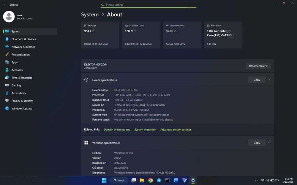 Lenovo Thinkpad T16 Gen2 [Core i5-1335U/16GB/1TB]