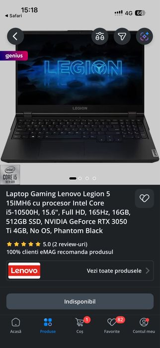Laptop lenovo legion 5 rtx 3050TI