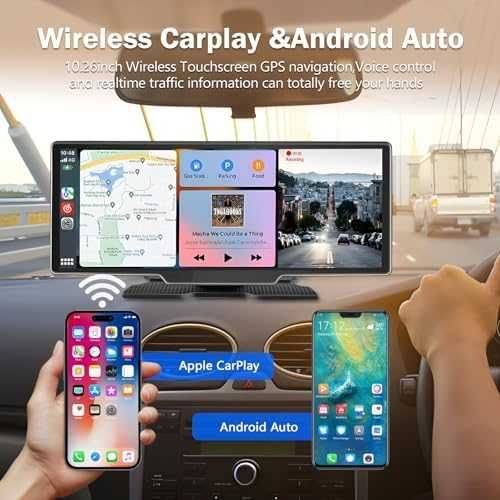 Нов Безжичен CarPlay Android Auto дисплей 10.26 4K и камера паркиране