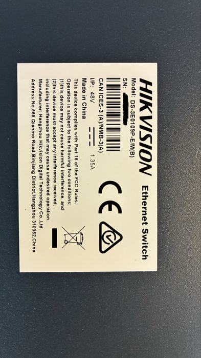 Hikvision DS-3E0109P-E/M(B) switch PoE