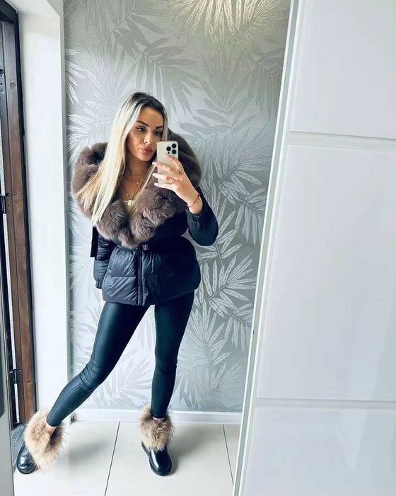 Дамско зимно яке естествен пух