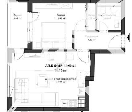 Двустаен апартамент Кючук Париж 109-17836