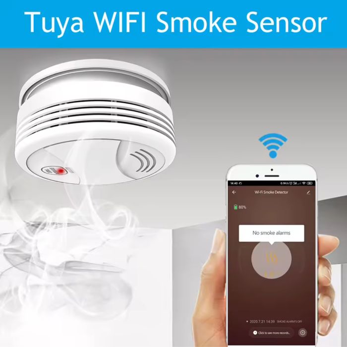 Vand detector de fum wifi, tuya, nou nout