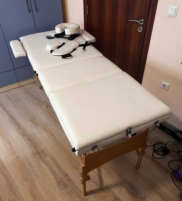 Сгъваема масажна маса, 3 зони, еко кожа / VidaXL