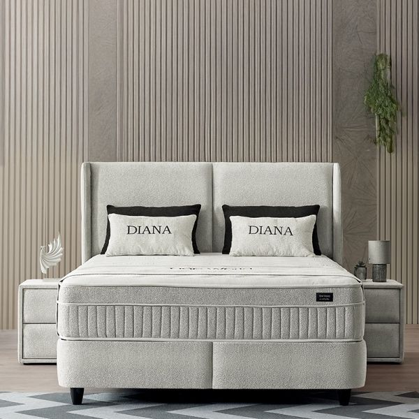 Тапицирана спалня с матрак DIANA 180 x 200 - светлосив 326