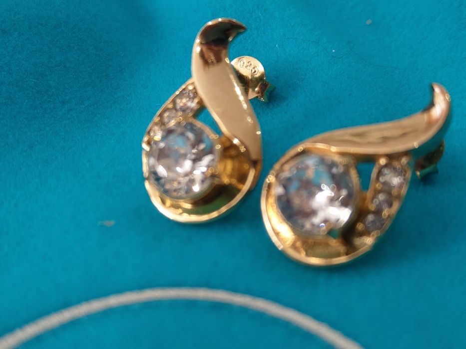 Позлатени обеци сребро 925