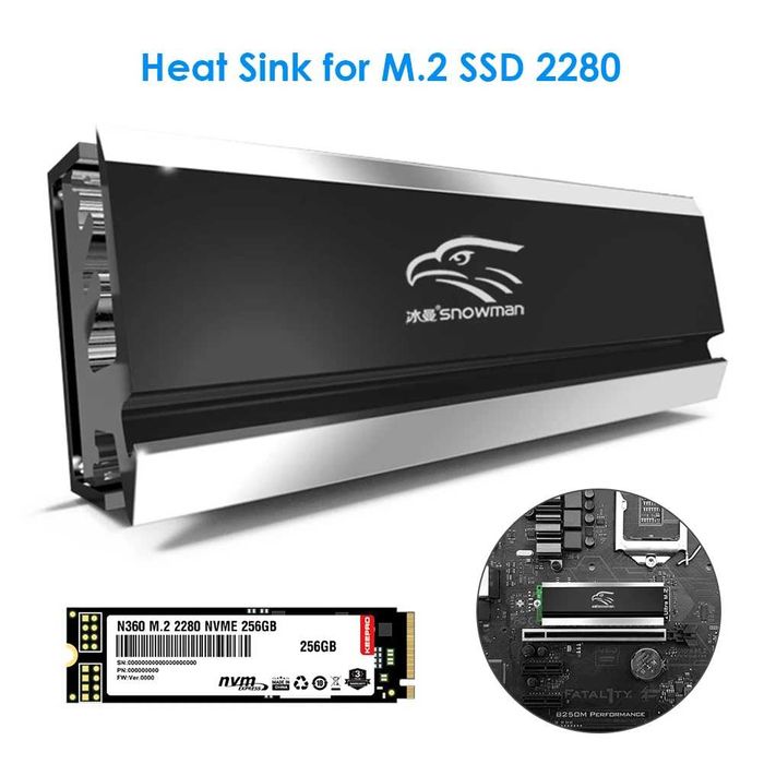 Радиатор Snowman Снеговик для охлаждения жесткого диска M.2 SSD 2280