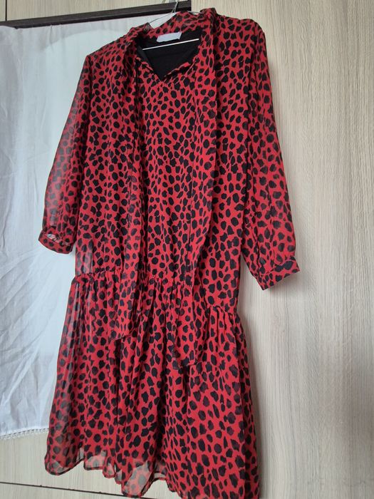 Rochie dama voal cu imprimeu leopard