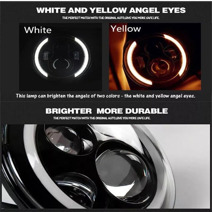 Фары 7-дюймовые, (стандарт 180мм), круглые светодиодные, Angle Eyes,