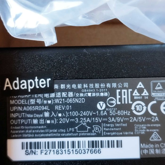 Зарядно 65W USB Type C , 5- 20V