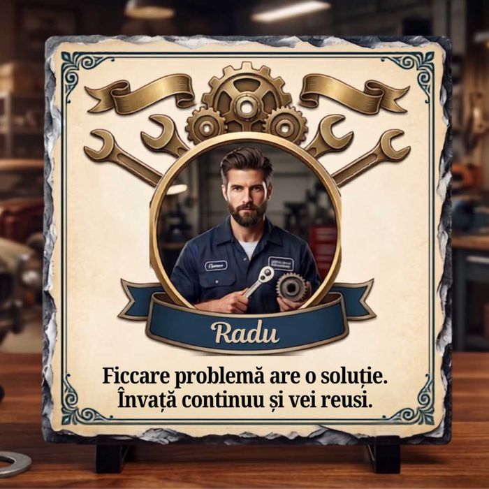 Plăci din Ardezie Naturală Personalizate cu Poza Ta & Mesaj — Cadou Unic - Cel mai mic pret!