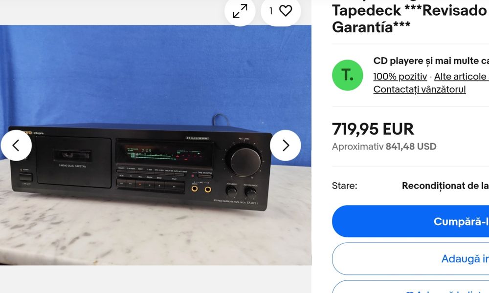 Onkyo TA-6711 Integra Series. Tape-deck de calibru. Cap serie.  Preț fix !