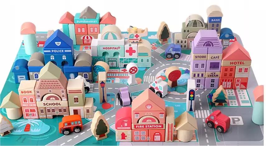 Конструктор  город деревянный