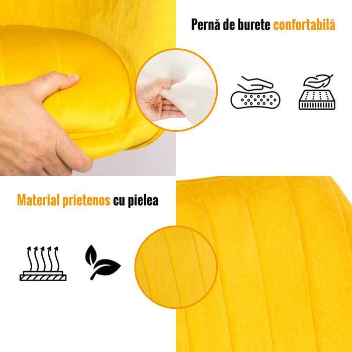 Scaun tip Fotoliu Dining/Bucatarie Dr.Home Sydney - Galben