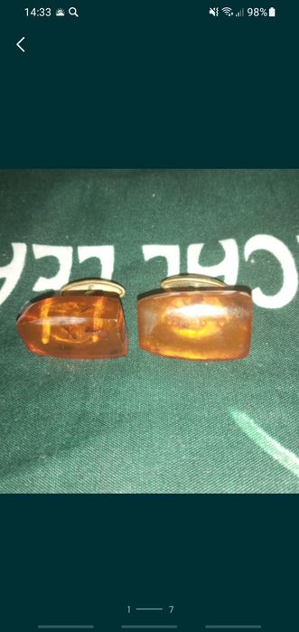 Запонки янтарные в отличном состоянии