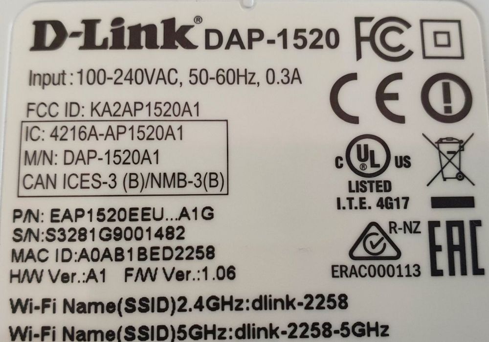 D-Link WiFi extender DAP-1520