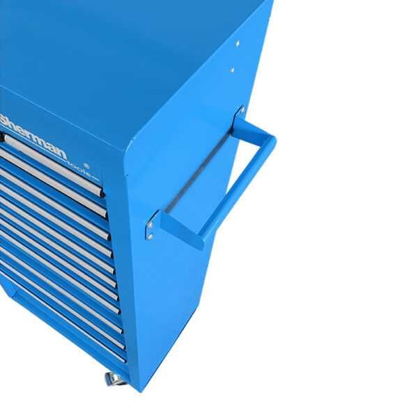 Dulap scule 13 sertare din oțel, roți, cheie, albastru