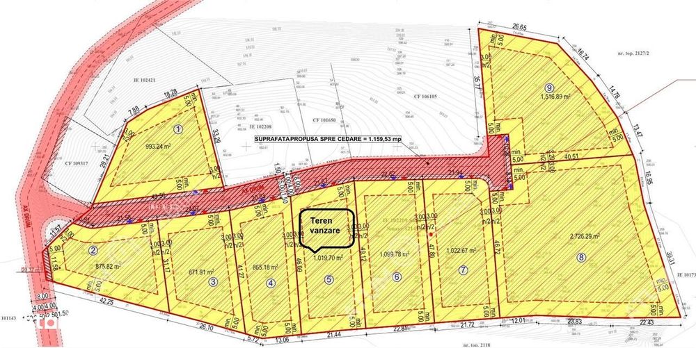Teren intravilan 1019 mp in Tocile pretabil casa de vacanta