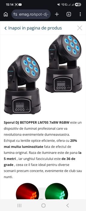 Proiector lumini RGB Betopper LM70S