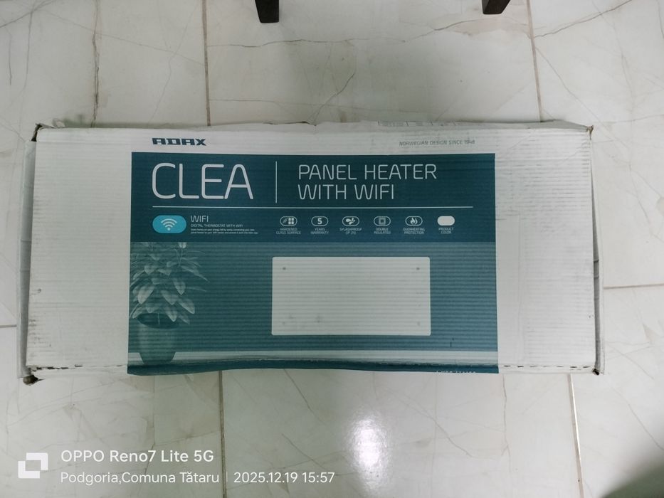 Panel incalzitor perete ,adax clea,finisaj sticla alba