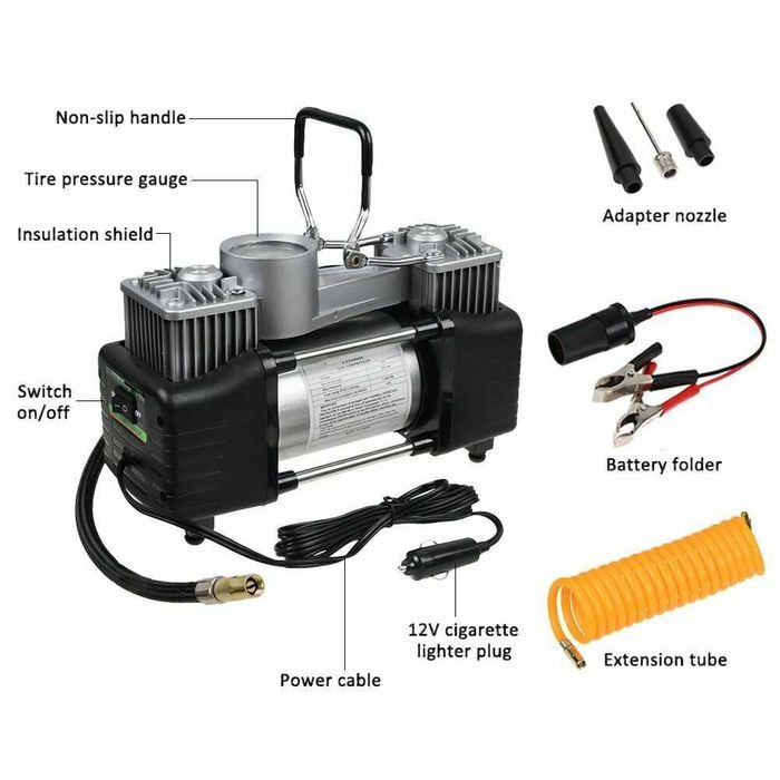 Двуцилиндров Компресор за гуми 12V