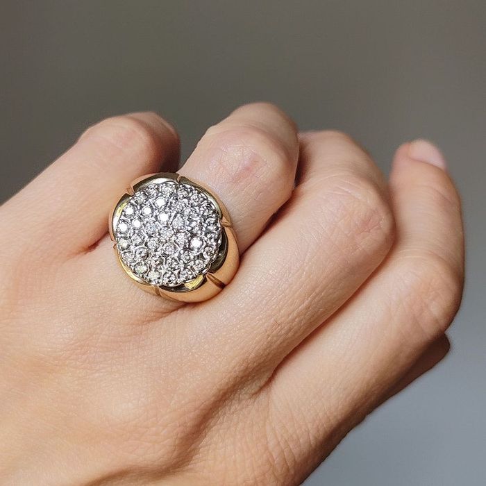 inel unisex, aur cu 1.07ct diamante, mas. mare, certif.