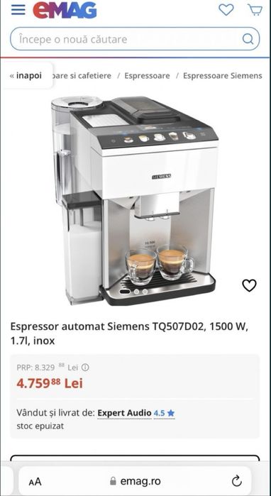 vand sau schimb aparat cafea Siemens sigilat