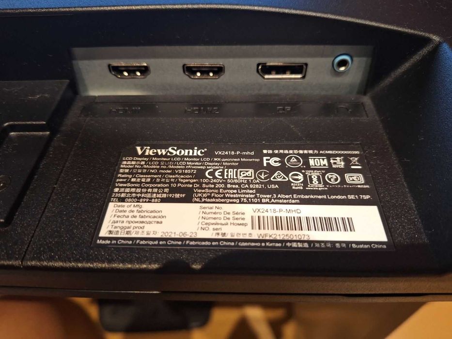 Геймърски монитор ViewSonic VX2418-P-MHD 23.8" 1920x1080