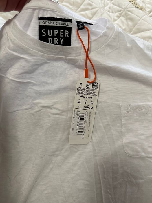 Superdry дамска тениска,блуза бяла етикет