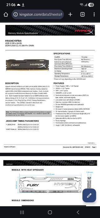 HyperX Fury 2x4gb рам памет