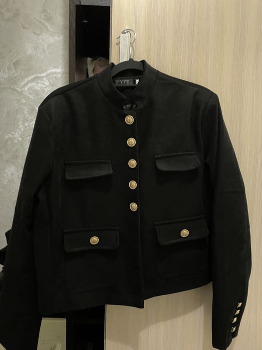 Черный пиджак твидовая