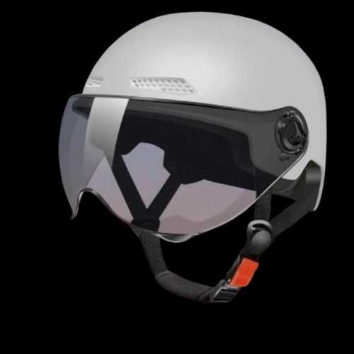 Casca Scuter/Trotineta electrica, marime universara, cu viziera, Gri