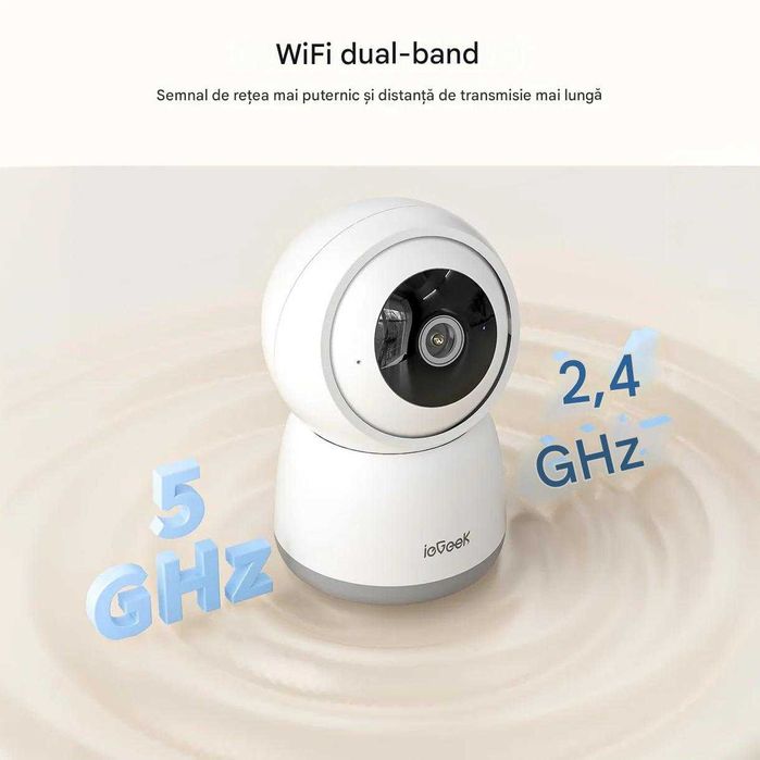ieGeek Cameră de interior SC 1 Pro 5MP Ultra HD, conexiune Wi-Fi, Unghi de Vizualizare 360, Audio Bidirecțional, Viziune Nocturnă prin Infraroșu