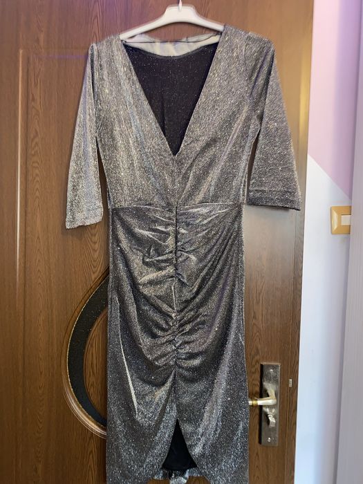 Rochie argintie cu sclipici