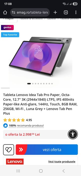 Tabletă Lenovo Idea Tab Pro 12,7