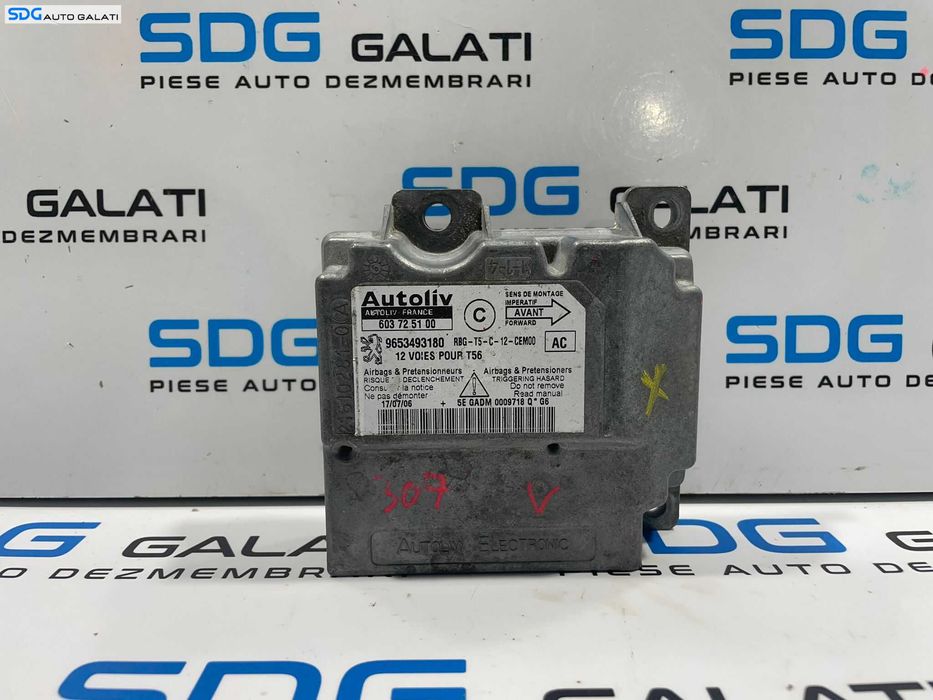 Unitate Modul Calculator Control Airbag Peugeot 307 2001 - 2007 Cod 9653493180 [L3770]