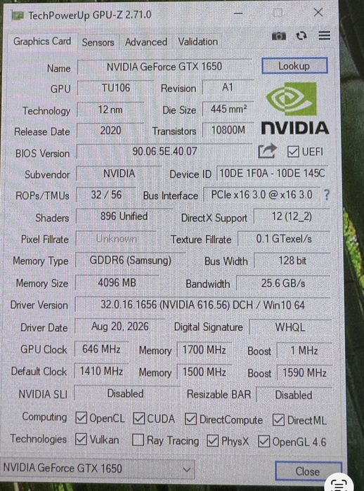Видеокарта AFOX 1650 Samsung GDDR6