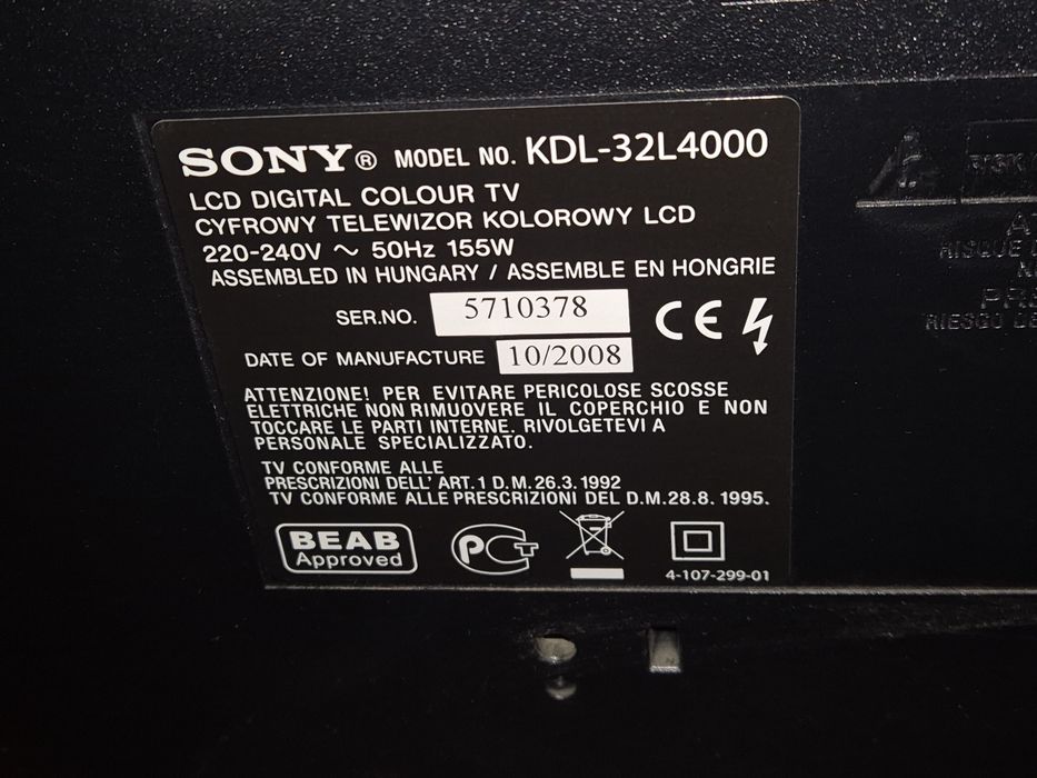 Televizor Sony Bravia KDL-32L4000 32" (81 cm) – stare foarte bună + chromecast Google gen.3, 2018