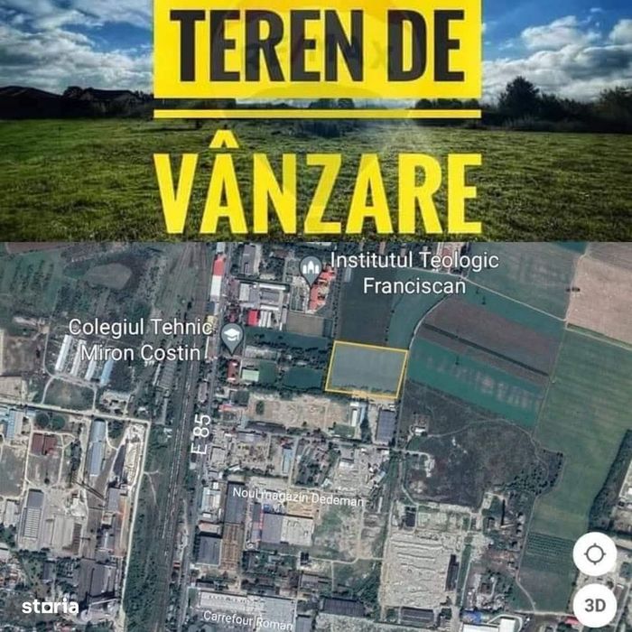 De vanzare 26.000mp teren intravilan in Roman,zona fabricii TRW,28e/mp