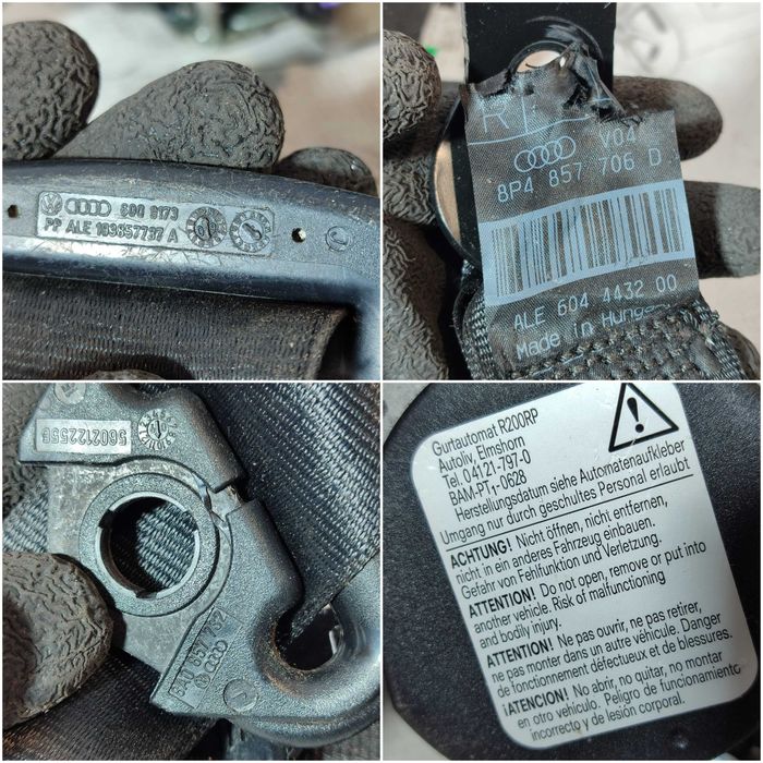 Centură de siguranță față dreapta Audi A3 S3 8P 2003-2012 2009 1.4 TFSI Cod OEM: 8P4857706D (5D3)
