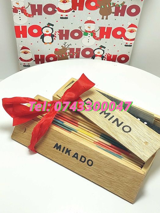 Pachet Cadou Craciun  Joc Marocoo mikadoSi Domino  Transport Gr